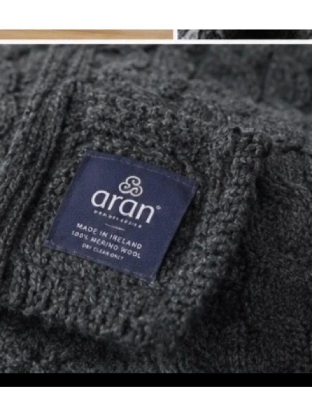 Aran Ireland 100% Pure New Wool Cable Knit Blanket Throw Olive Green